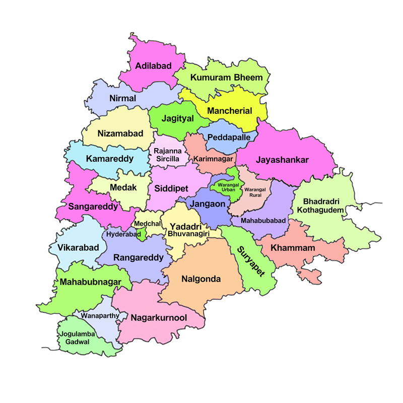 Telangana districts Map