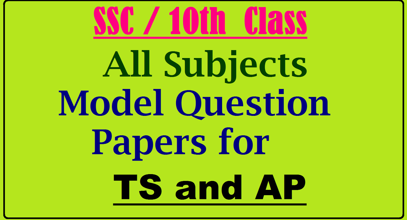 Telangana SSC 10th class Model Papers 2018