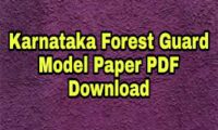 Karnataka Forest Guard Question Papers