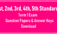 Tamil Nadu 1st to 5th Standard Term 1 Question Papers