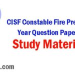 CISF Constable Fire Previous Year Question Papers